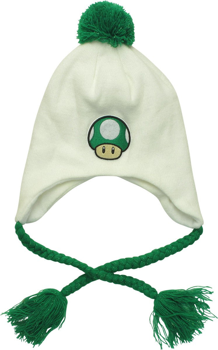 Super Mario 1 Up Pom Tasseled Laplander Beanie