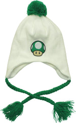 Super Mario 1 Up Pom Tasseled Laplander Beanie
