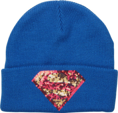 Supergirl Sequins Logo Cuff Beanie