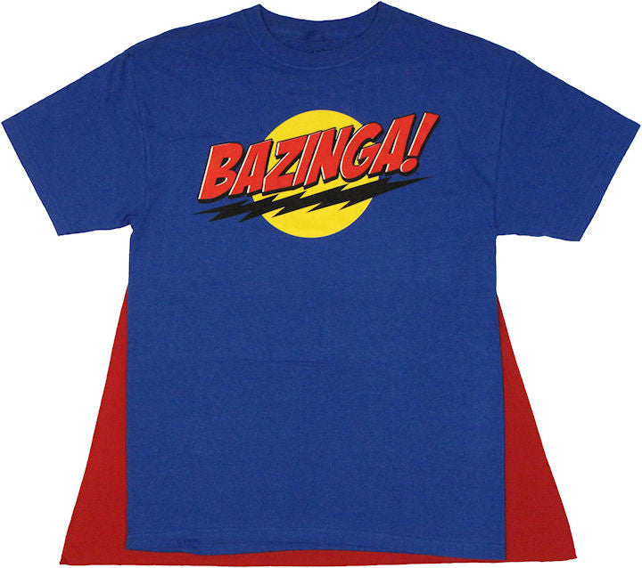 Big Bang Theory Bazinga Blue Caped T Shirt