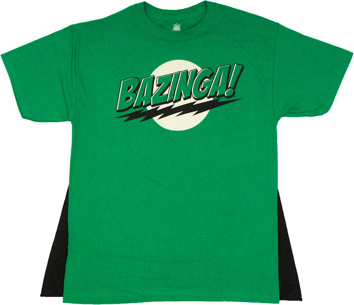 Big Bang Theory Bazinga Green Caped T Shirt