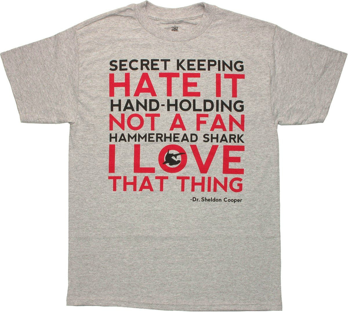 Big Bang Theory Love Hate List T Shirt