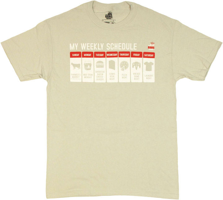 Big Bang Theory Schedule T Shirt