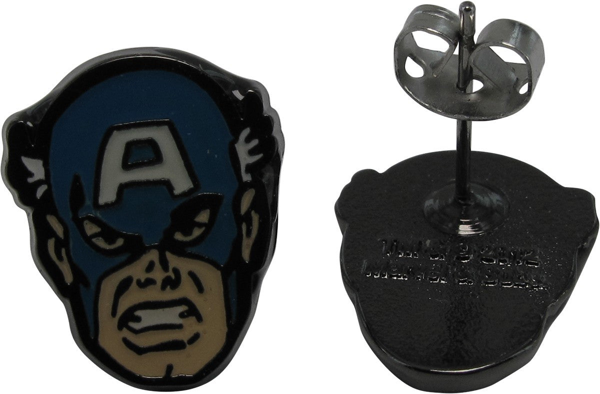 Captain America Logo Face Stud 3 Pair Earrings Set