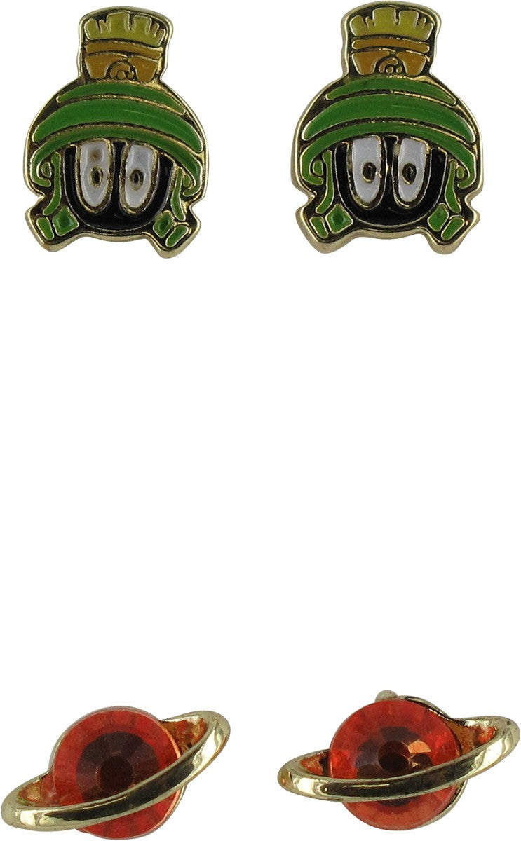 Looney Tunes Marvin Head 2 Pair Stud Earrings Set
