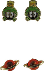 Looney Tunes Marvin Head 2 Pair Stud Earrings Set