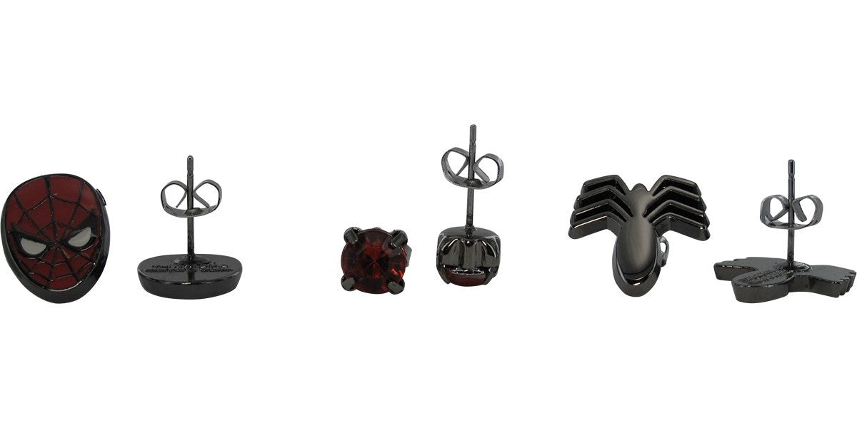 Spiderman Logo Mask Stud 3 Pair Earrings Set
