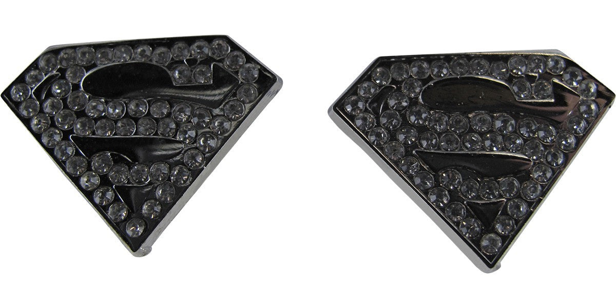 Superman Die Cut Rhinestone Stud Earrings