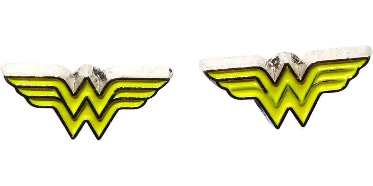 Wonder Woman Logo Yellow Enamel Stud Earrings