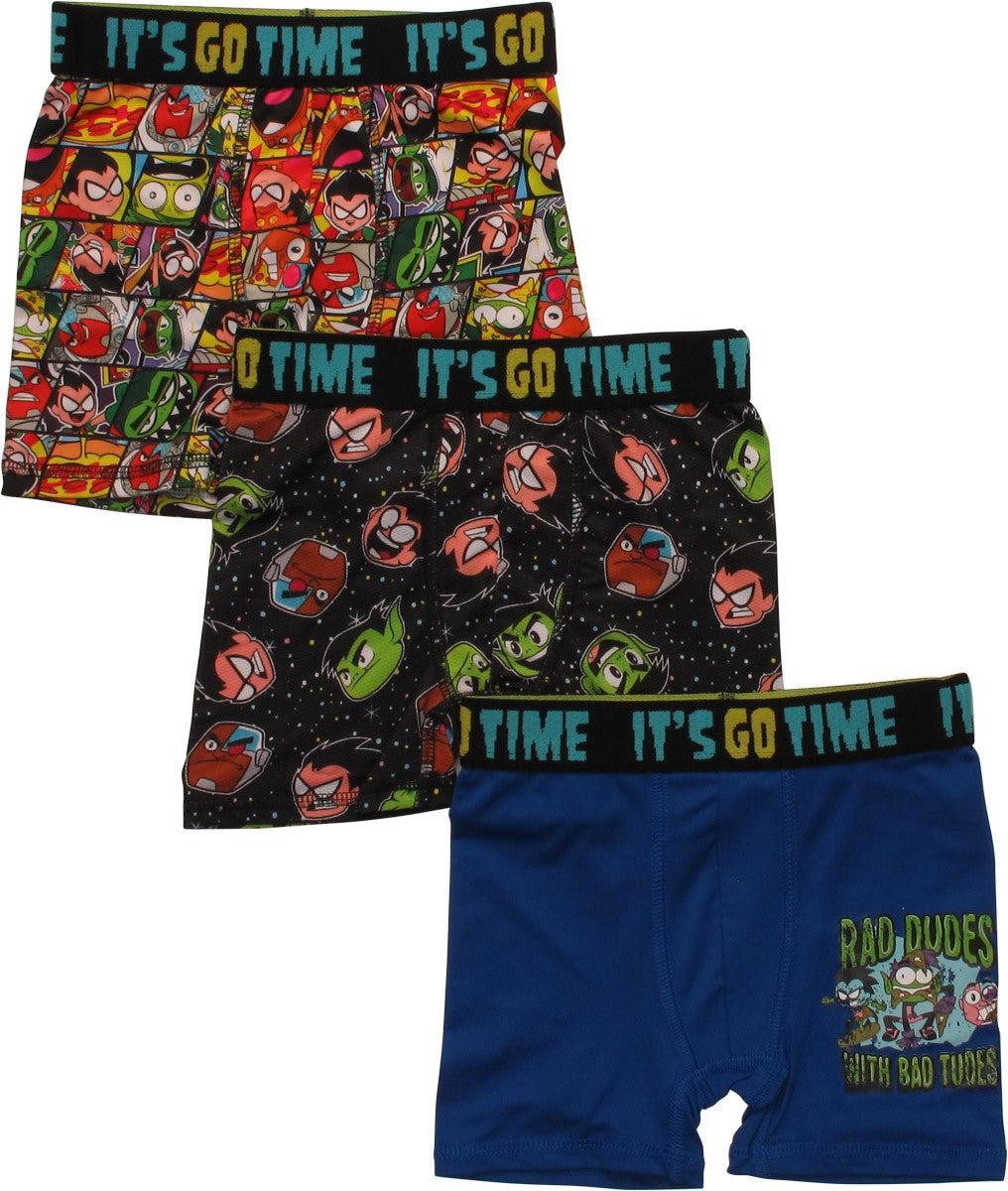 Teen Titans Faces Action 3 Pack Boys Boxer Briefs