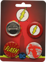 Flash Hero Logos 4 Piece Button Set