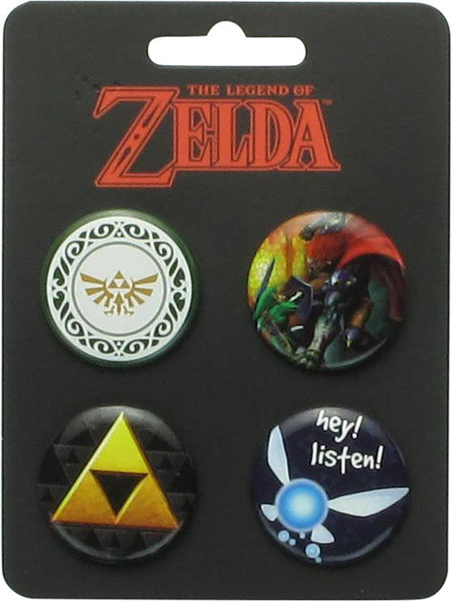 Zelda Triforce Listen 4 Piece Button Set