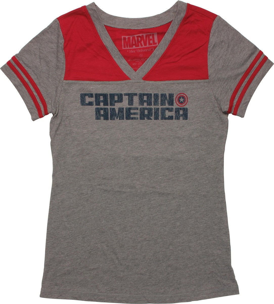 Captain America 41 V Neck Jersey Juniors T-Shirt