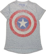 Captain America Distressed Shield Juniors T-Shirt