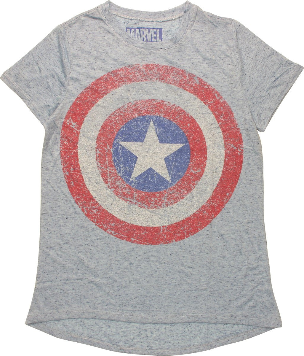 Captain America Distressed Shield Juniors T-Shirt