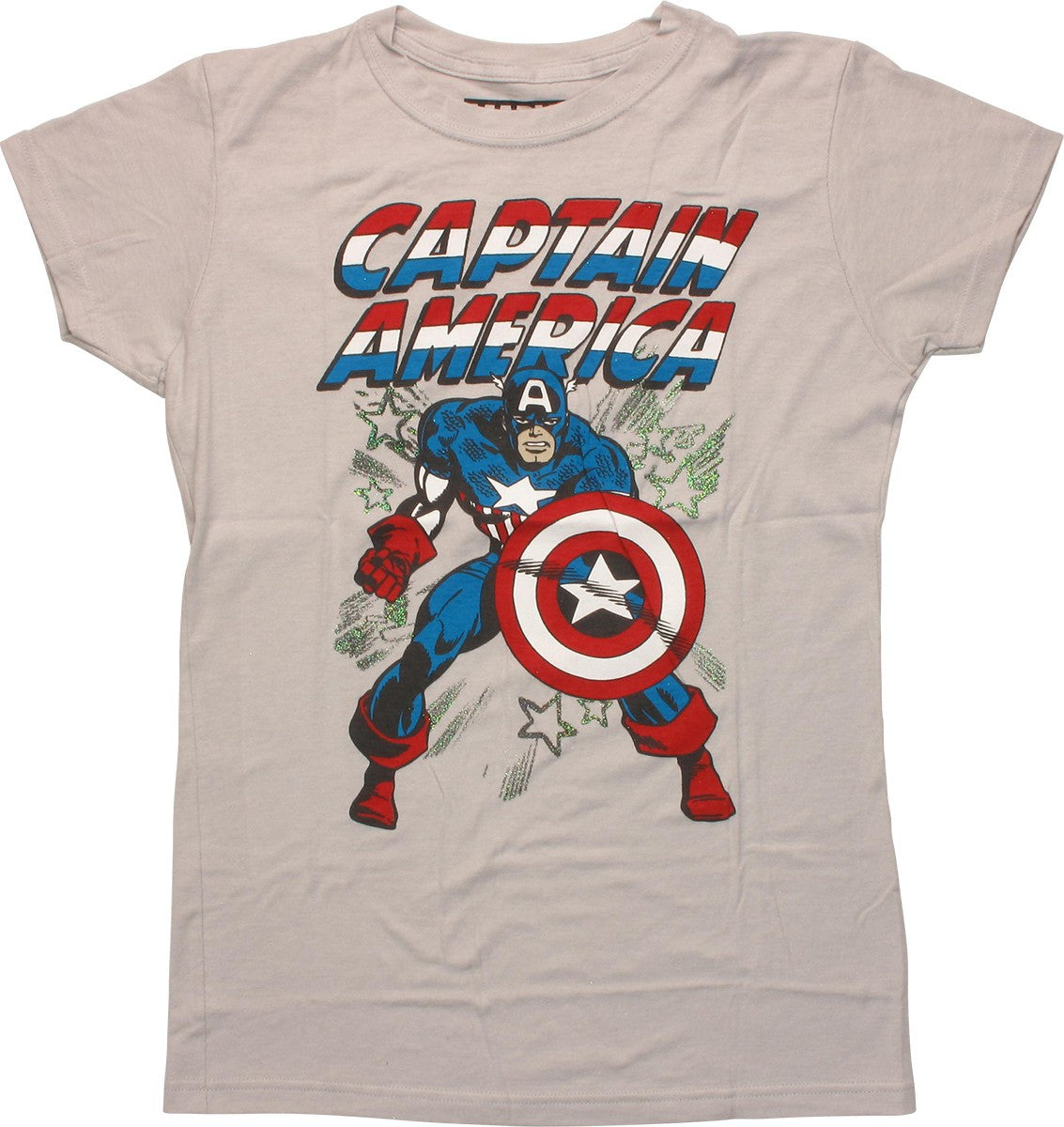 Captain America Glitter Stars Baby Tee