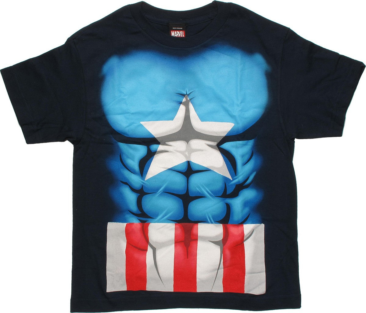 Captain America Midnight Abs Youth T Shirt
