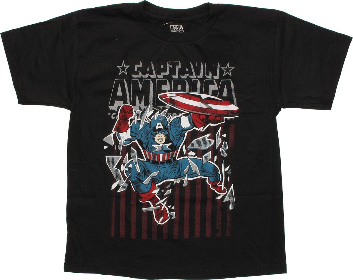 Captain America Shatter Youth T Shirt