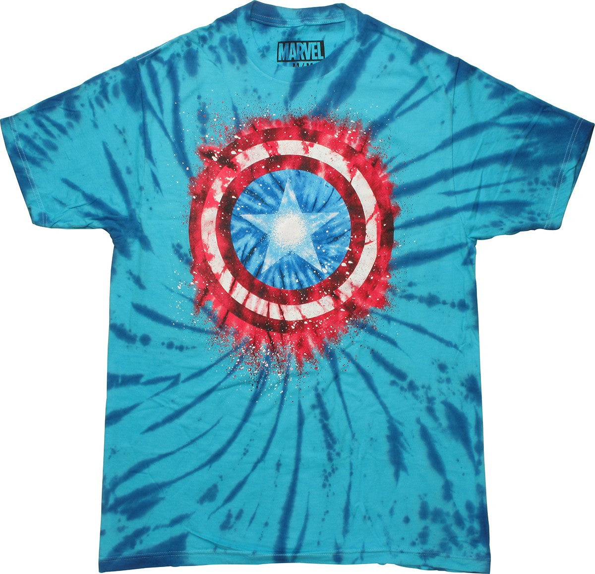 Captain America Shield Logo Tie Dye Burst T-Shirt