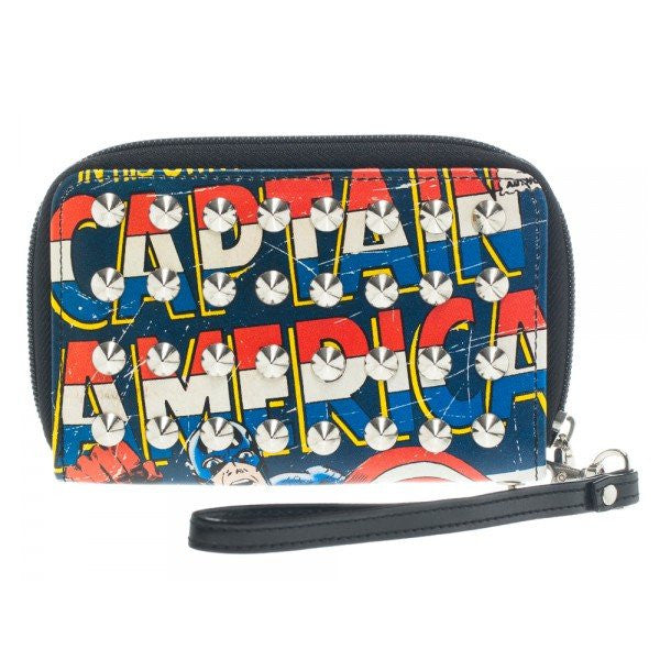 Captain America Studded Wristlet Clutch Wallet