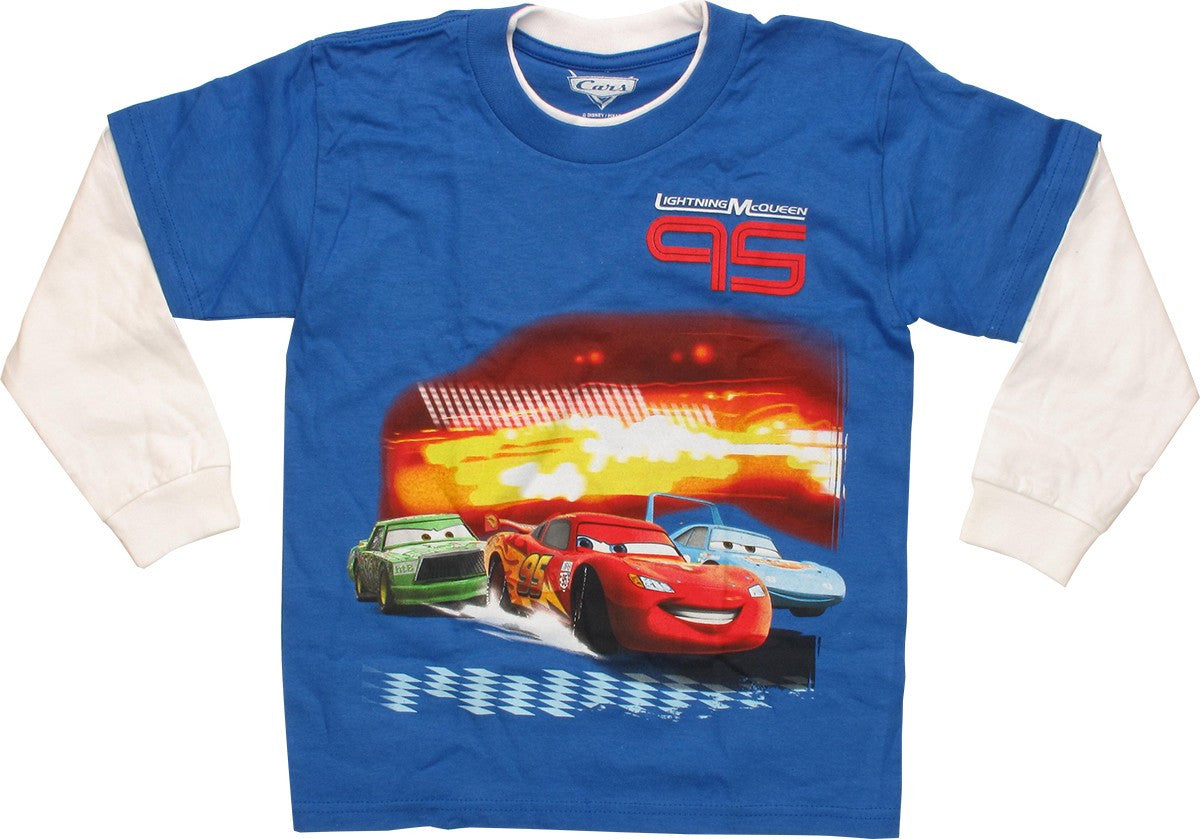 Cars Lightning McQueen 95 White LS Juvenile Shirt
