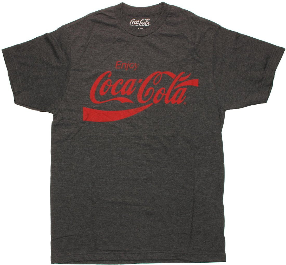 Coca-Cola Heather Charcoal Red Logo T Shirt Sheer