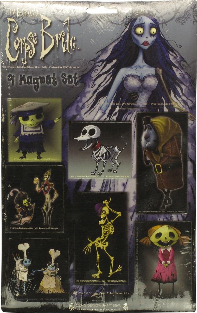 Corpse Bride with Skeleton Dog Magnet Set