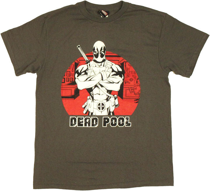 Deadpool Circle Charcoal T Shirt