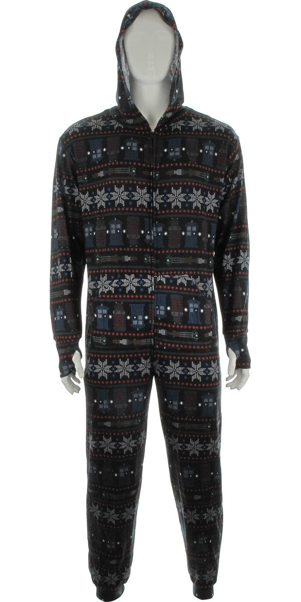 Doctor Who Snow Flakes Hooded Union Suit