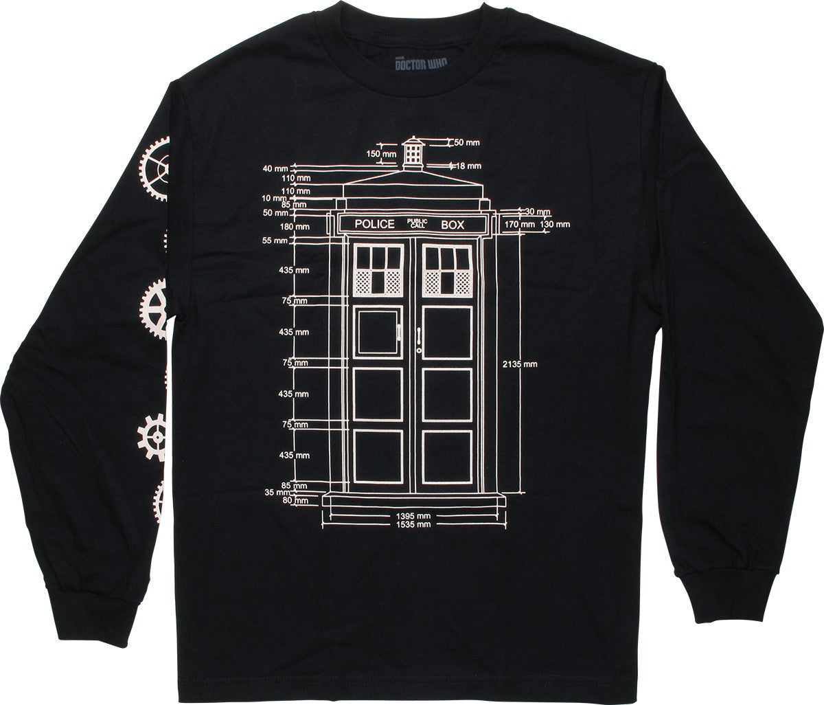 Doctor Who Tardis Specs Navy Long Sleeve T-Shirt