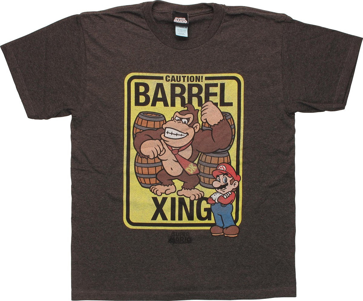 Donkey Kong Caution Barrel Xing Youth T-Shirt