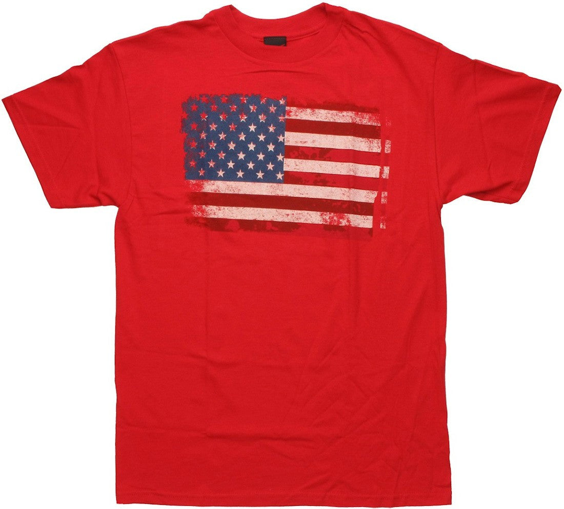 Flag Faded USA Red T Shirt