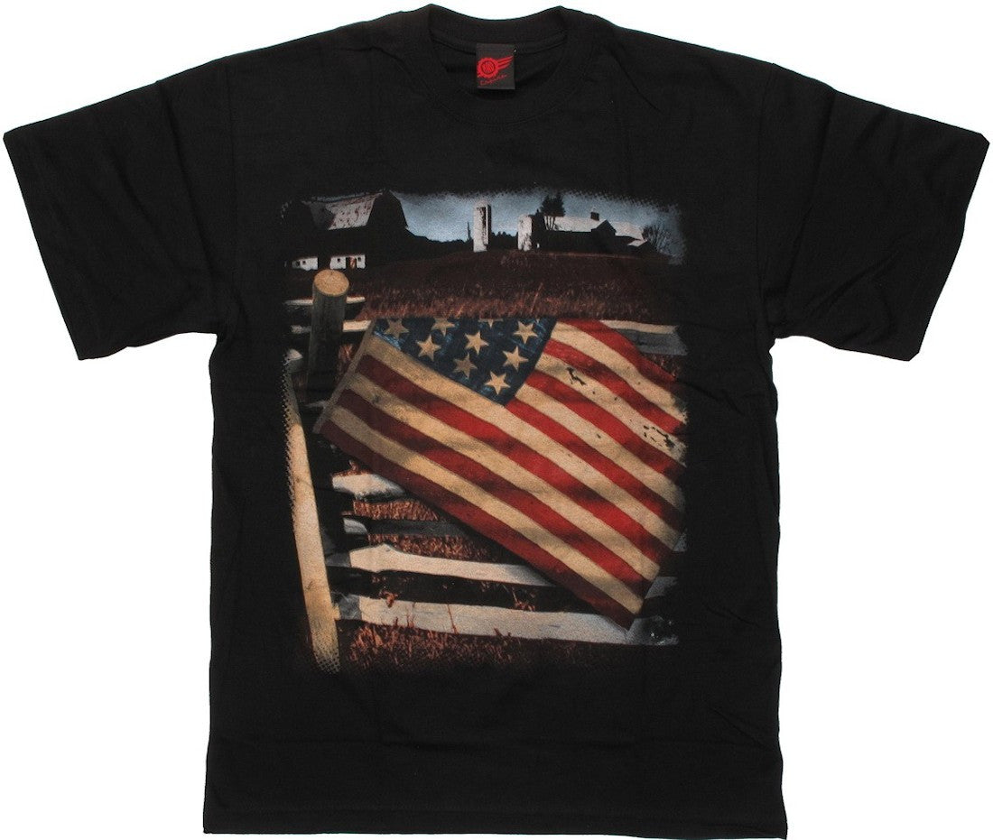 Flag USA Over Fence T Shirt