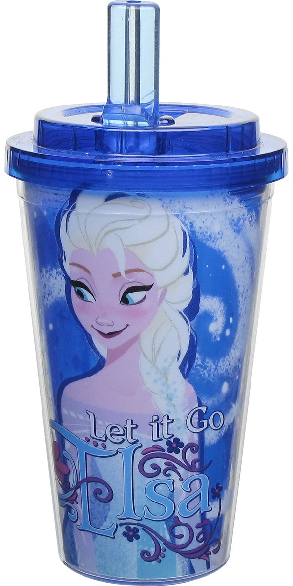 Frozen Elsa Let It Go Blue Flip Straw Travel Cup