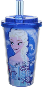 Frozen Elsa Let It Go Blue Flip Straw Travel Cup