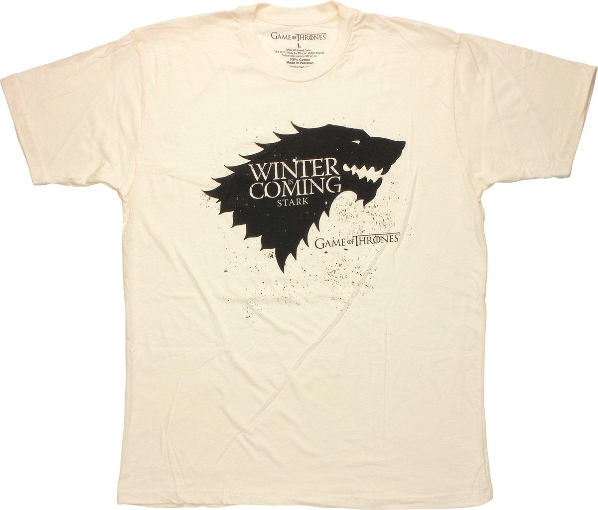 Game of Thrones Stark Winter Stencil Cream T Shirt