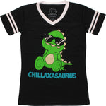 Goodie Two Sleeves Chillaxasaurus Jersey V Neck Baby Tee