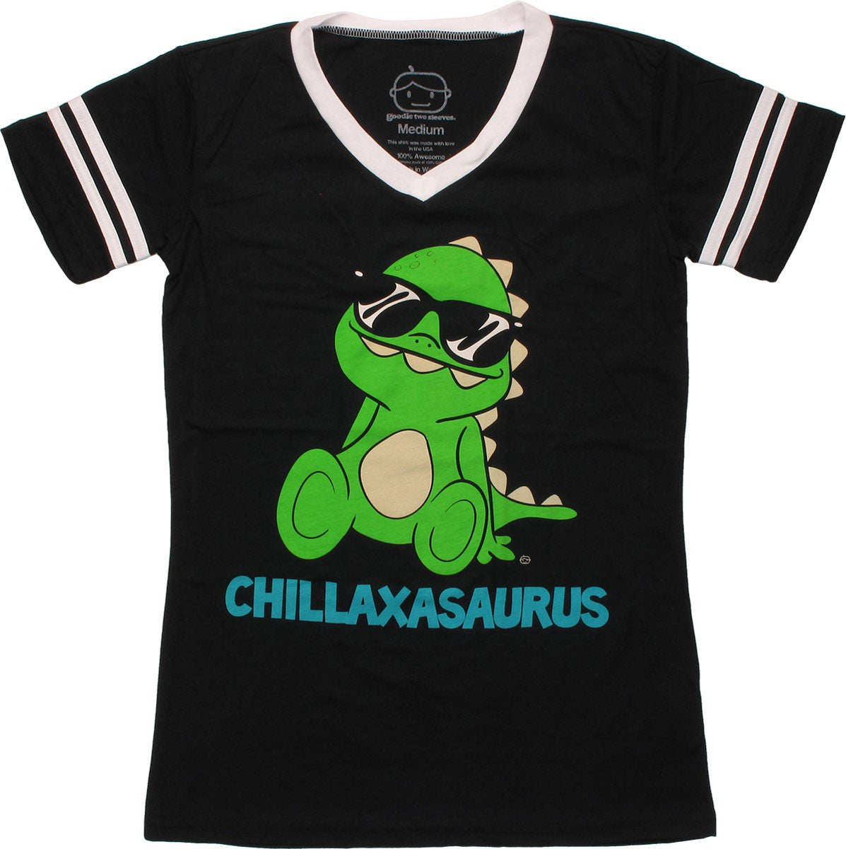 Goodie Two Sleeves Chillaxasaurus Jersey V Neck Baby Tee