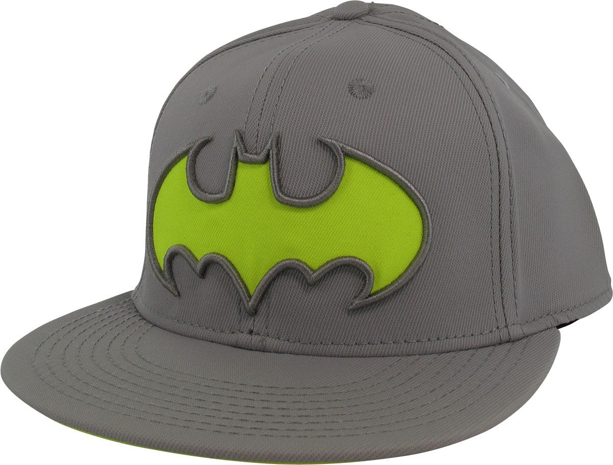 Batman Yellow Logo Gray Flex Fit Hat