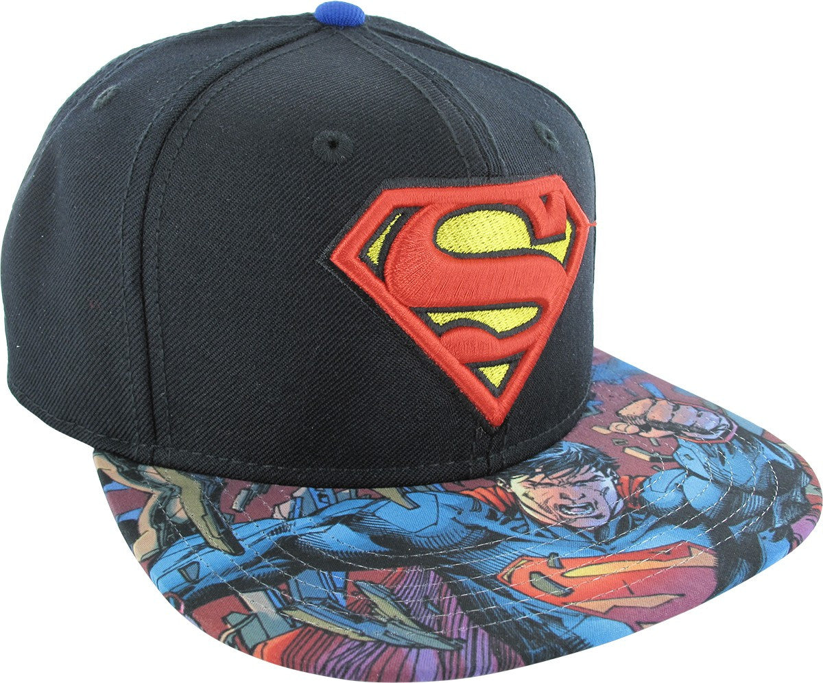 Superman Logo Sublimated Visor Snapback Hat