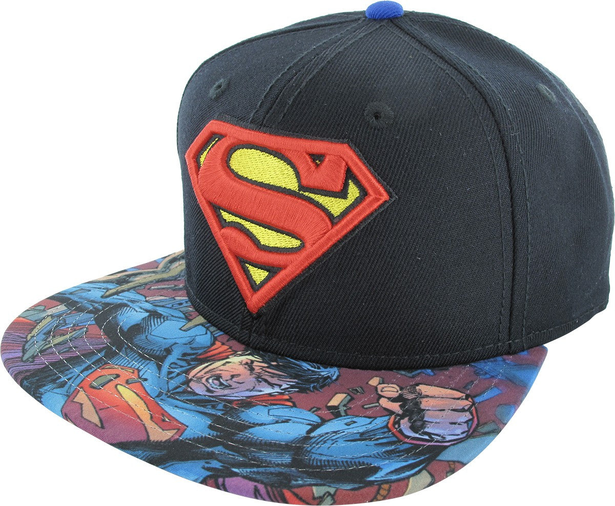 Superman Logo Sublimated Visor Snapback Hat