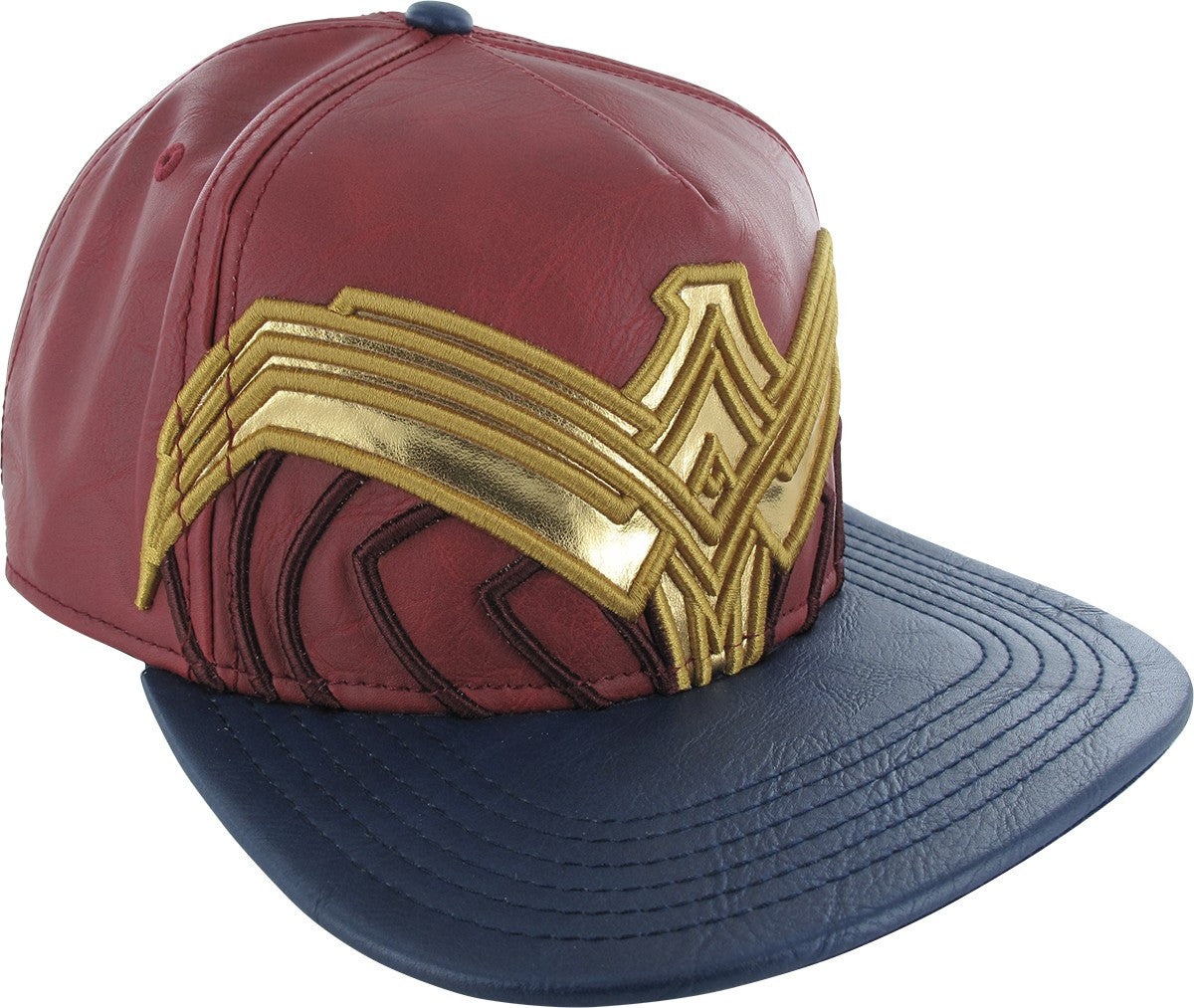 Wonder Woman Large Logo Faux Leather Snapback Hat