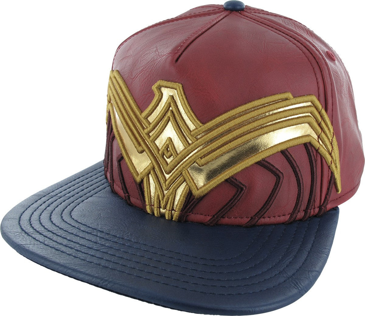 Wonder Woman Large Logo Faux Leather Snapback Hat
