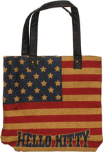Hello Kitty Burlap Flag Tote Bag