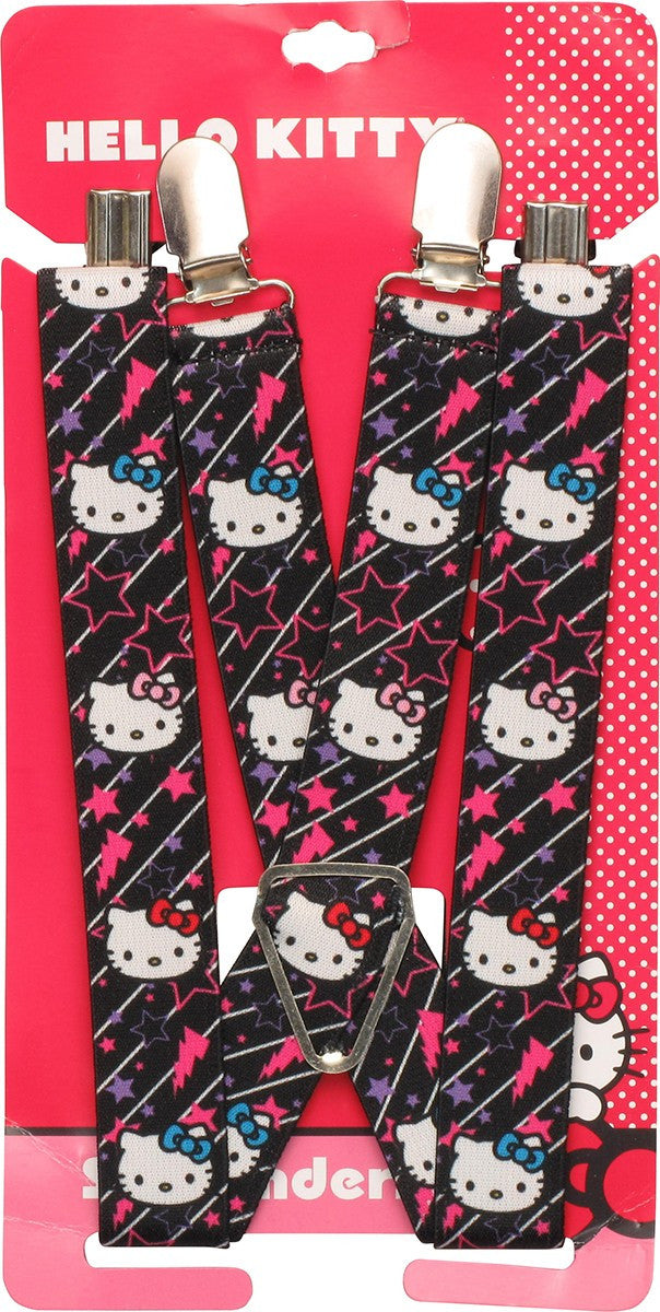 Hello Kitty Faces Lines Stars Black Suspenders