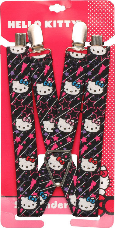 Hello Kitty Faces Lines Stars Black Suspenders