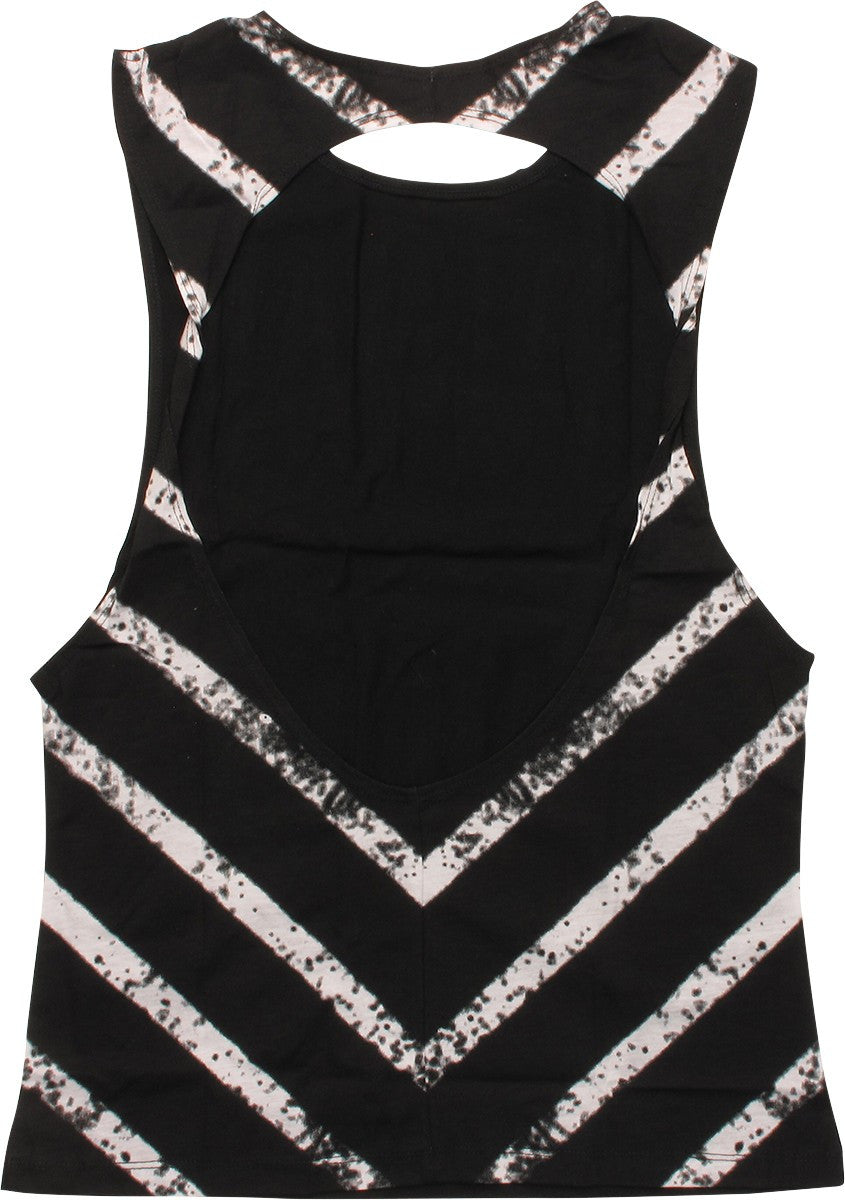 Batman Logo Stripes Twist Back Tank Juniors Tee