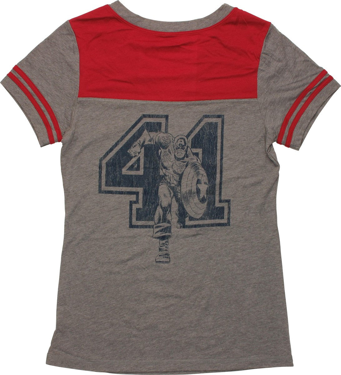Captain America 41 V Neck Jersey Juniors T-Shirt