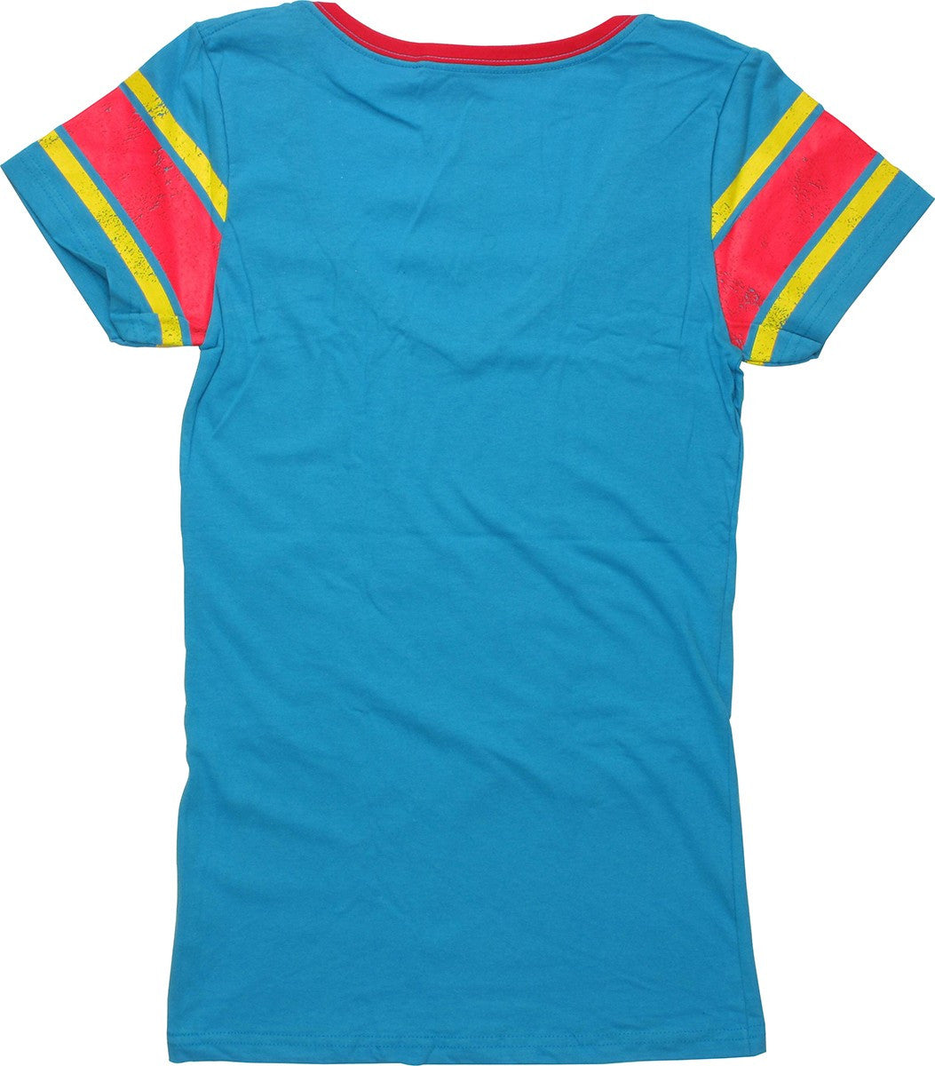 Superman Tilt Jersey V Neck Juniors T-Shirt