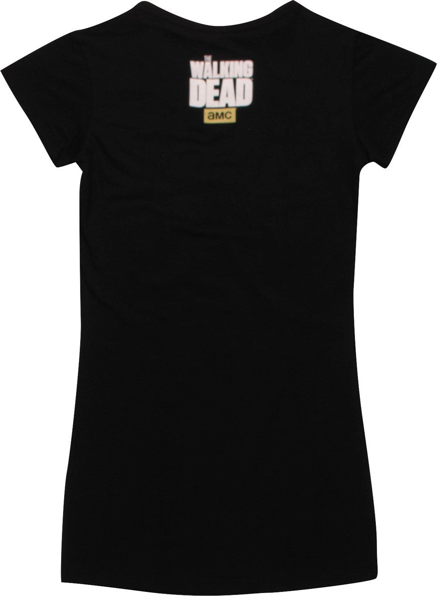 Walking Dead Carl Pink Heart V Neck Tunic Baby Tee